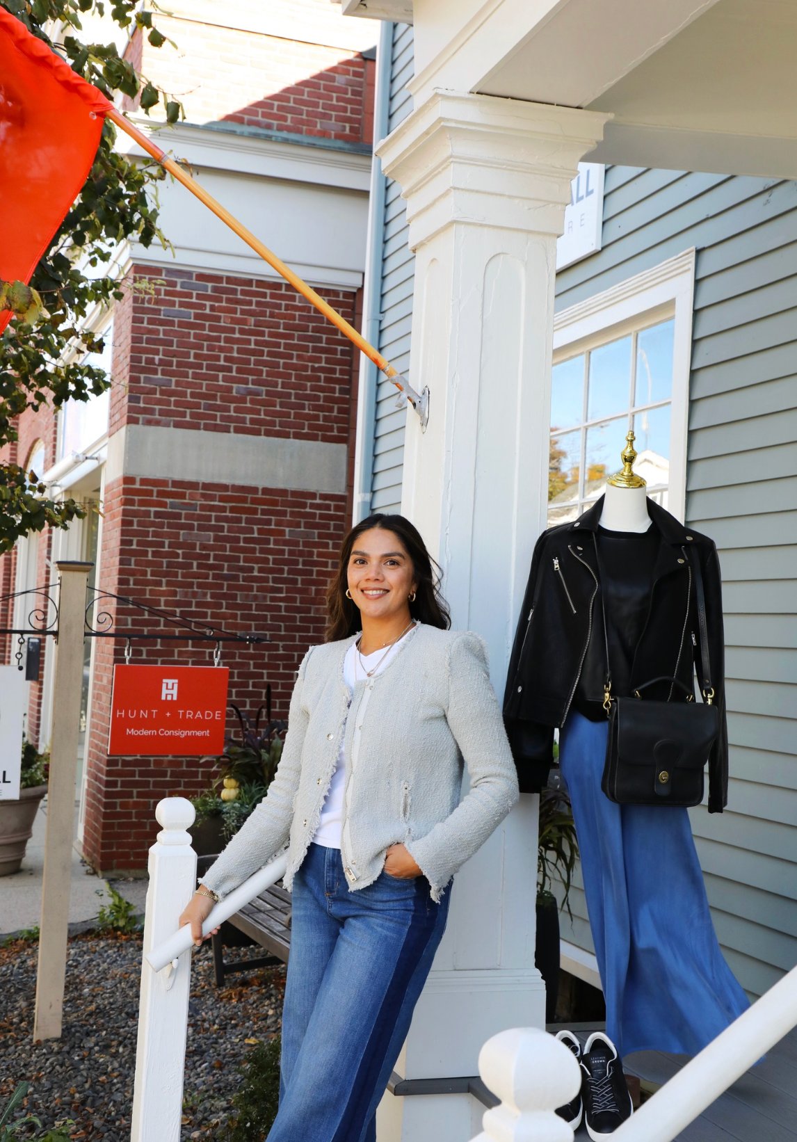 Hunt + Trade boutique storefront with owner Sree Lenhart, Hingham Square MA
